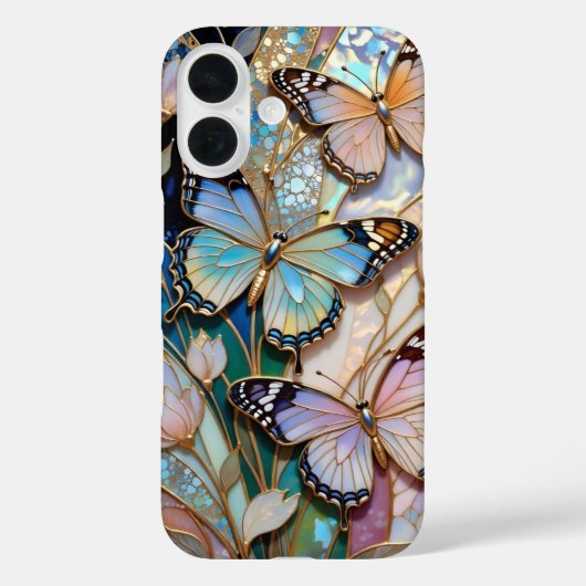 Coques Case-Mate iPhone Butterfly iPhone Case Stained Glass Floral (Verso)