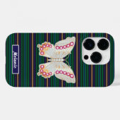 Coques Case-Mate iPhone Butterfly  Jewelry  Abstract green navy stripes (Verso (horizontal))
