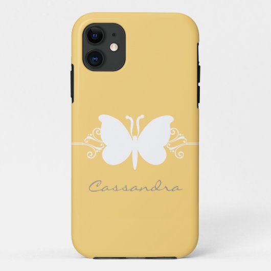 Coques Case-Mate iPhone Butterfly Swirl CM ID iPhone 5 Coque, Jaune (Dos)