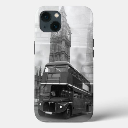 Coques Case-Mate iPhone BW Black & White London Bus & Big Ben (Verso)
