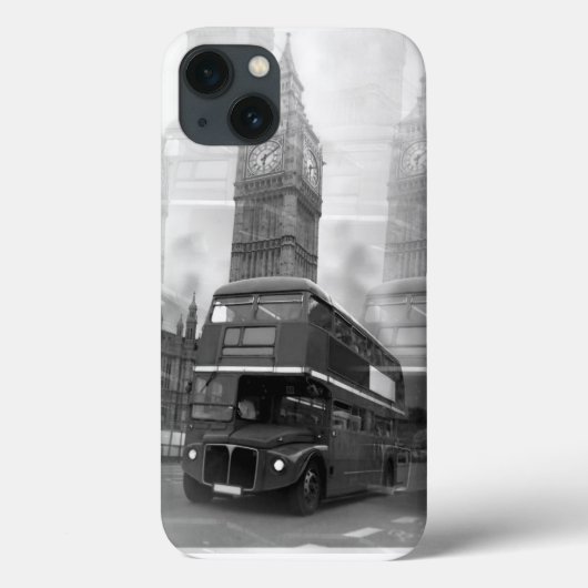 Coques Case-Mate iPhone BW Black & White London Bus & Big Ben (Verso)