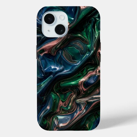 Coques Case-Mate iPhone Ca Dark Emerald Metallic Liquid Fluid Marble Télép (Verso)