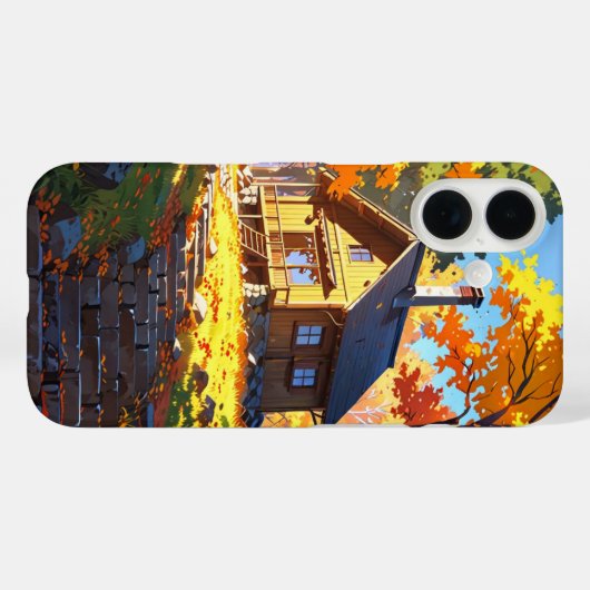 Coques Case-Mate iPhone Cabine d'automne cosy (Verso (horizontal))
