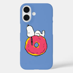Coques iPhone 16 cacahuètes   Snoopy Donut rose