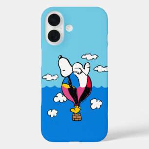 Coques iPhone 16 cacahuètes   Snoopy & Woodstock Hot Air Balloon