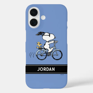 Coques iPhone 16 cacahuètes   Vélo Snoopy & Woodstock