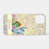 Coques Case-Mate iPhone Cactus à l'aquarelle, Succulent Bokeh pailleté (Verso (horizontal))