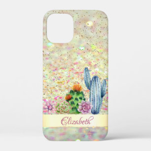 Case-Mate iPhone Case Cactus à l'aquarelle, Succulent Bokeh pailleté