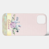 Coques Case-Mate iPhone Cactus aquarelle, fleur succulente rayures roses (Verso (horizontal))