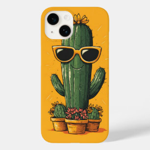 Coque Pour iPhone 14 Cactus cool avec lunettes de soleil et fleurs