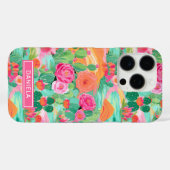Coques Case-Mate iPhone Cactus de désert fleuris Personnalisé (Verso (horizontal))