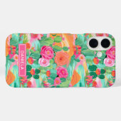 Coques Case-Mate iPhone Cactus de désert fleuris Personnalisé (Verso (horizontal))