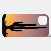 Coques Case-Mate iPhone Cactus de Saguaro au coucher du soleil (Verso (horizontal))