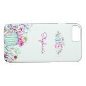 Coques Case-Mate iPhone Cactus et aquarelle personnalisée Succulente (Dos (Horizontal))