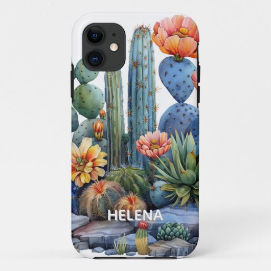 Coques Case-Mate iPhone Cactus et succulentes en fleurs (Dos)