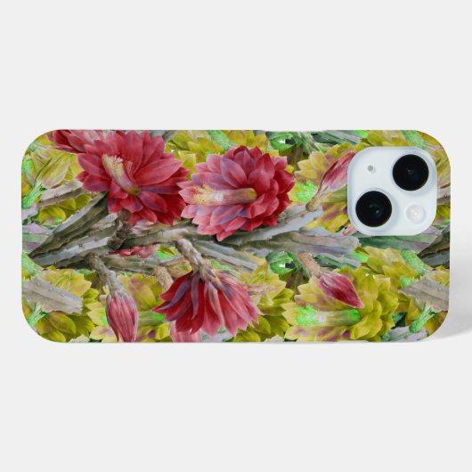 COQUES Case-Mate iPhone CACTUS FLEURIER, FLEURS JAUNES ROUGES FLEURS (Verso (horizontal))