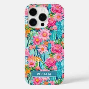 Coques iPhone 16 Pro Cactus Fleuris Colorés Personnalisés Moderne