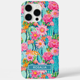 Coques iPhone 16 Pro Max Cactus Fleuris Colorés Personnalisés Moderne