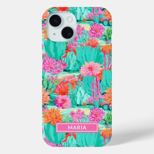 Coques Case-Mate iPhone Cactus Fleuris Personnalisés Moderne (Verso)