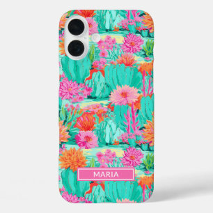 Coques iPhone 16 Plus Cactus Fleuris Personnalisés Moderne