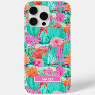 Coque iPhone 15 Pro Max Cactus Fleuris Personnalisés Moderne