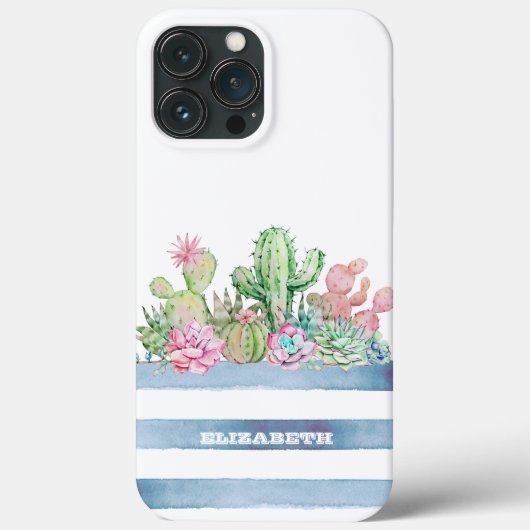 Coques Case-Mate iPhone Cactus Fleurs Succulentes Stripes (Verso)