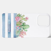 Coques Case-Mate iPhone Cactus Fleurs Succulentes Stripes (Verso (horizontal))