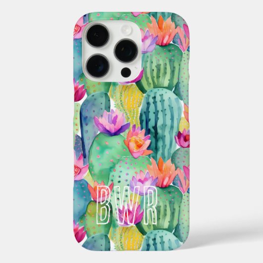 Coques Case-Mate iPhone Cactus Flower INITIALS Aquarelle Art Desert (Verso)