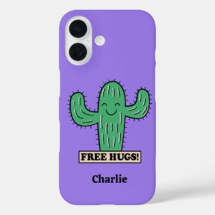 Coques iPhone 16 Cactus Hugs gratuit étagères de téléphone de nom p