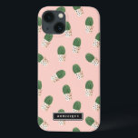 iPhone 13 Case Cactus mignonnes dans les pots de coeur Motif pers<br><div class="desc">Mini coque iPad mignon et moderne avec cactus verts dans des pots de coeurs peints avec arrière - plan rose vif. Ce coque personnalisé sera parfait comme cadeau.</div>