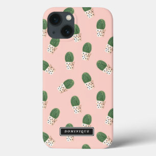iPhone 13 Case Cactus mignonnes dans les pots de coeur Motif pers