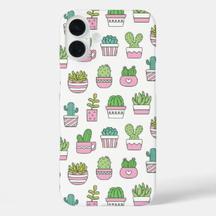 Coques iPhone 16 Plus Cactus Mignons Plantes Succulentes Motif Dessiné