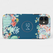 Coques Case-Mate iPhone Cactus Monogramme Succulent Océan Blue Monogramme (Dos (Horizontal))