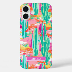 Coques iPhone 16 Plus Cactus Saguaro Colorés Personnalisés