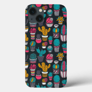 iPhone 13 Case Cactus tiré par la main dans le motif de style de