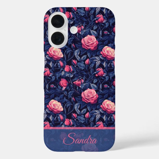 Coques Case-Mate iPhone Cadeau Anniversaire Fleur Rose Nom Gras (Verso)