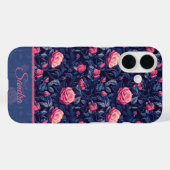 Coques Case-Mate iPhone Cadeau Anniversaire Fleur Rose Nom Gras (Verso (horizontal))