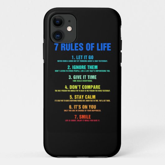 Coques Case-Mate iPhone Cadeau d'anniversaire 7 Règles de vie (Dos)