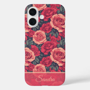 Coques iPhone 16 Cadeau d'anniversaire artistique rose floral perso