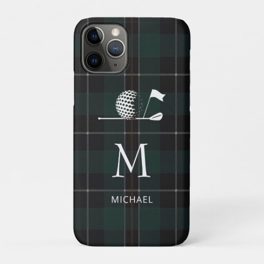 Coques Case-Mate iPhone Cadeau de golfeur de golf Élégant carreau monogram (Dos)