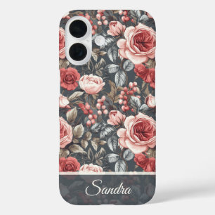 Coques iPhone 16 Cadeau de Maman Minimaliste Fleur de Rose Nom