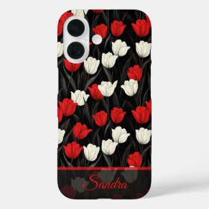 Coques iPhone 16 Cadeau de Mariage Fleur Tulipe Nom Gras