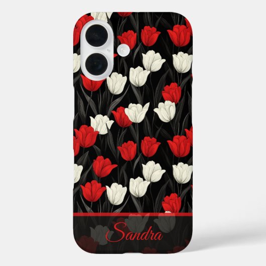 Coques Case-Mate iPhone Cadeau de Mariage Fleur Tulipe Nom Gras (Verso)