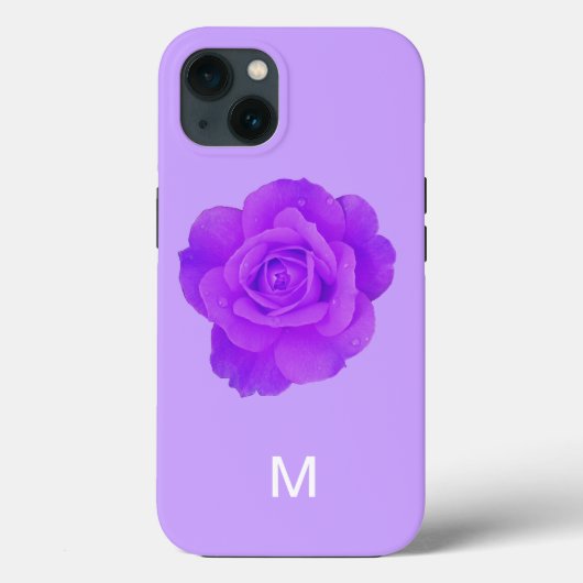 Coques Case-Mate iPhone Cadeau de monogramme floral violet élégant de rose (Verso)