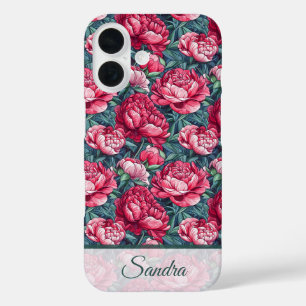Coques iPhone 16 Cadeau de Noël Mignon Pivoine Floral Personnalisé