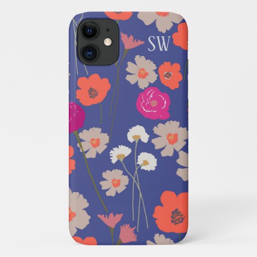Coques Case-Mate iPhone Cadeau Floral Moderne Pour Son + Initiales Personn (Dos)