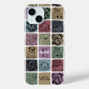 Coque Pour iPhone 15 Cadeau personnalisé de bulldog Art floral boho pou