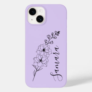 Coque Pour iPhone 14 Cadeau personnalisé juillet Fleur de naissance Del