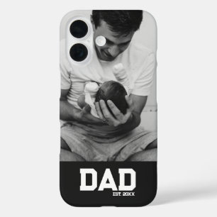 Coques iPhone 16 Cadeau Photo Papa Noir & Blanc Année Fête des Père
