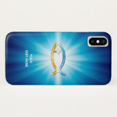 Coques Case-Mate iPhone Cadeau unique bleu de l'arrière - plan | de croix (Dos (Horizontal))